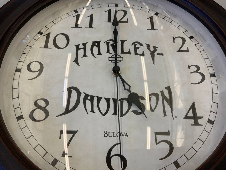 Harley-Davidson 16" Bulova Clock with Wood-Style Trim