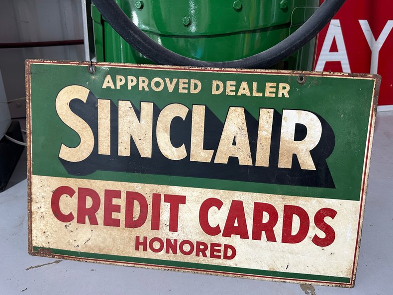Original Sinclair Double Sided Porcelain Credit Card Sign