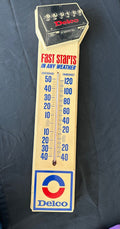 Vintage Delco Battery Plastic Thermometer Sign