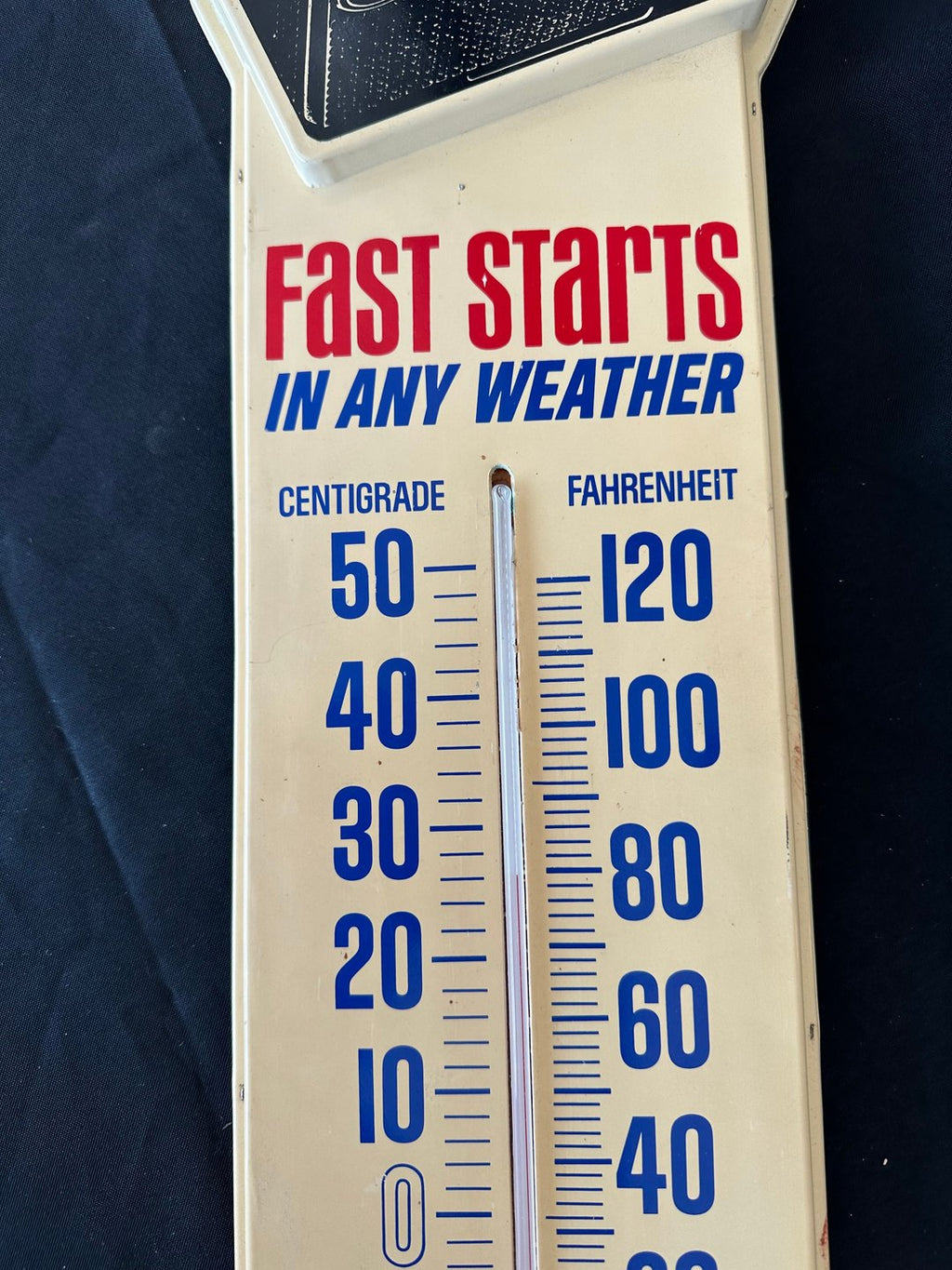 Vintage Delco Battery Plastic Thermometer Sign
