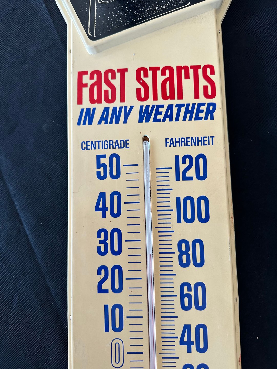 Vintage Delco Battery Plastic Thermometer Sign