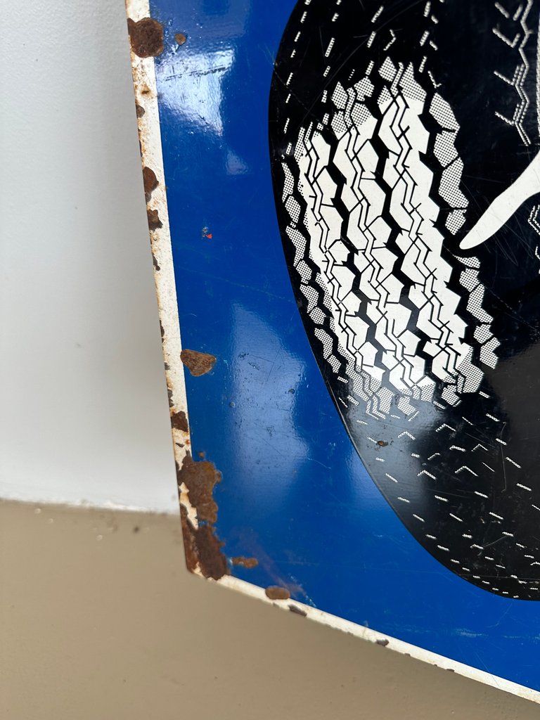 1950s Vintage Michelin Tire Service Station Double Sided Porcelain Sign