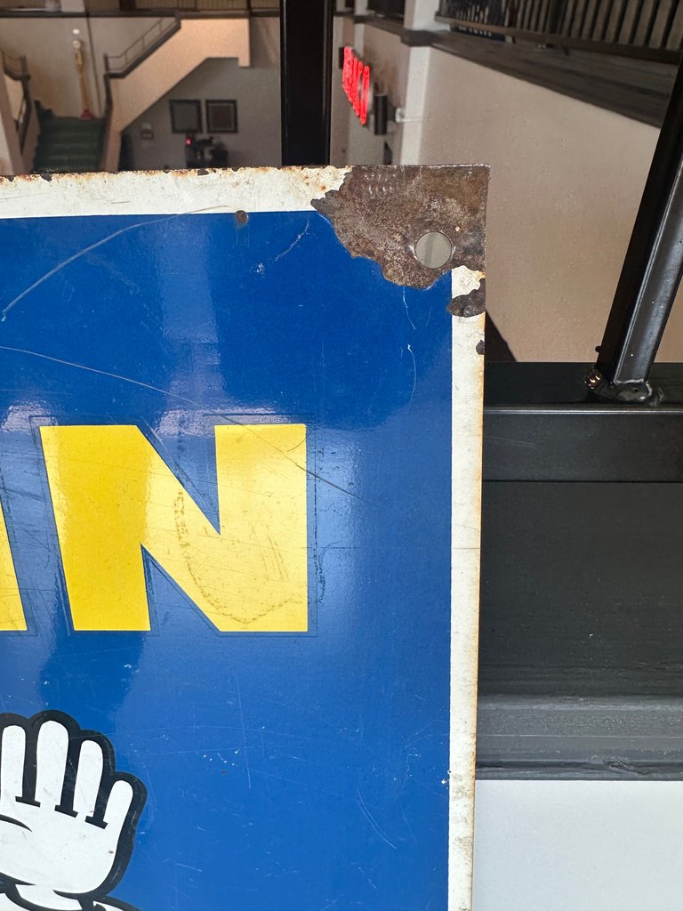 1950s Vintage Michelin Tire Service Station Double Sided Porcelain Sign