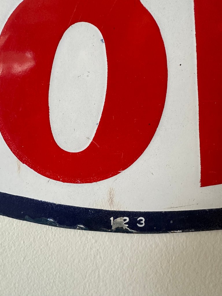Vintage Red Crown Gasoline Porcelain Enamel Sign - 42" Round