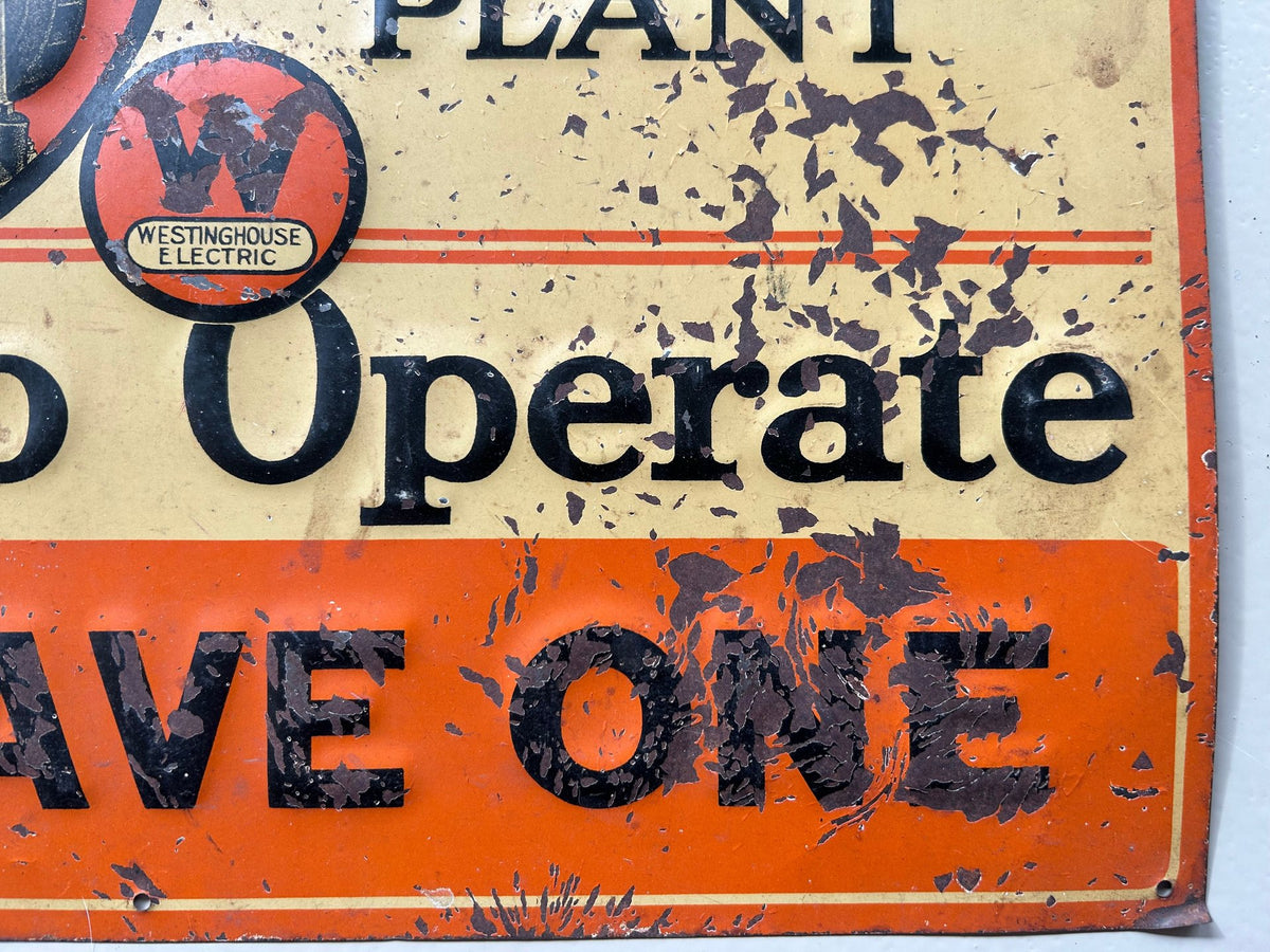 Vintage Westinghouse Home Power Plant Sign